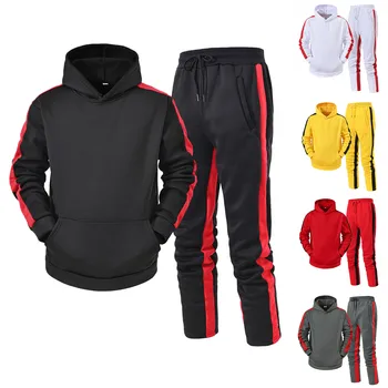 Erkek 2 Parça Eşofman Renk Blok Eşofman Çizgili Rahat Kış Uzun Kollu Sıcak Nem Esneklik Nefes Spor Takım Elbise