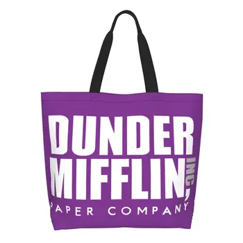 Ofis TV Gösterisi Dunder Mifflin Kağıt Şirketi Tuval alışveriş çantası Kadın Dayanıklı Büyük Kapasiteli Bakkal Tote alışveriş çantaları