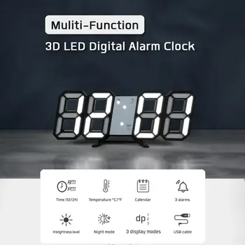 3D LED Dijital Saat dijital ekran Yaratıcı Akıllı Işığa Duyarlı duvar saati Elektronik Masa Saati Ev Yaşam İçin W4K1