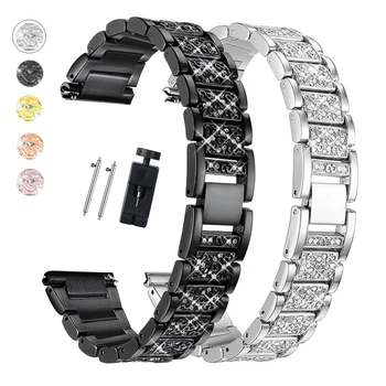 20mm 22mm Elmas Kayışı Samsung Galaxy Watch4 40 42mm Kadın metal Bilezik Huawei izle 3 pro Paslanmaz çelik saat kayışı