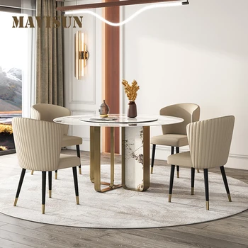Iskandinav Minimalist yemek masası ev italyan kaya kurulu ışık lüks yemek masası oturma odası Mesa Comedor mutfak mobilyası