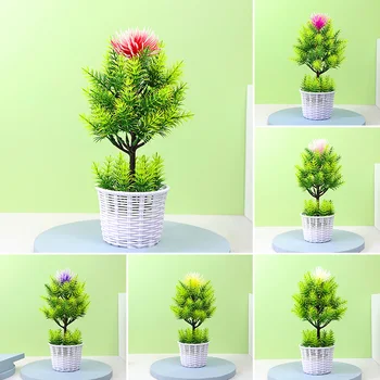 1 adet Simülasyon Süsler Plastik Suni Çam Bitkileri Bonsai Sahte Ağaç 28cm Masaüstü Odası Dekorasyon Manzara