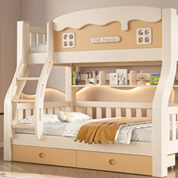 Çift katmanlı katı ahşap çocuk yatakları Yetişkin İki Katlı Ranzalar Ahşap çocuk yatağı Modern Kız Cama İnfantil yatak odası mobilyası QF50TC