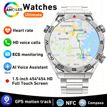 Yeni Akıllı İzle Erkekler NFC EKG + PPG Bluetooth Çağrı GPS Hareket İzci Pusula Bilezik İş Smartwatch İçin Huawei İzle Ultimate
