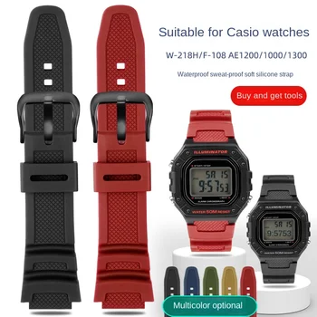 erkekler watchband Paslanmaz Çelik Toka Casio W218H AE-1200 AE1100 SGW-300 400 MRW-200 AQ-S810W reçine silikon kauçuk kayış 18m