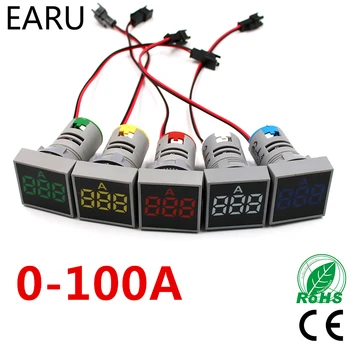 22MM AC 60-500V 0-100A voltmetre gerilim metre göstergesi Pilot ışık dijital LED ampermetre Ampermetre Currrent ölçü testi Araba