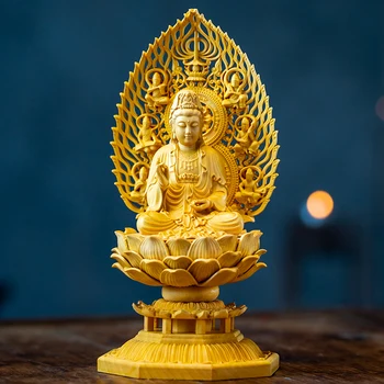 CCZHİDAO Merhamet Tanrıçası Guan Yin Oturma Duruşu 18 cm Buda Bodhisattva katı ahşap Tapınak Hatıra Tanrı El Yapımı Feng Shui
