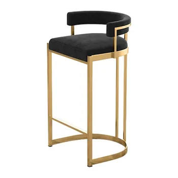 Sıcak Satış Yüksek Sayaç Sandalye Paslanmaz Çelik Kadife Döşemelik kolçaklı bar sandalyesi altın bar taburesi Ev Otel Düğün İçin