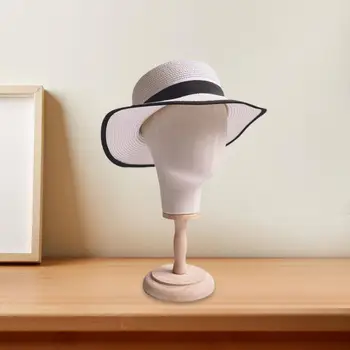Şapka Peruk Ekran Standı Masa Üstü Taşınabilir Manken Kafa Modeli Ahşap Taban Kuaför Eğitim Ev Salon ve Seyahat