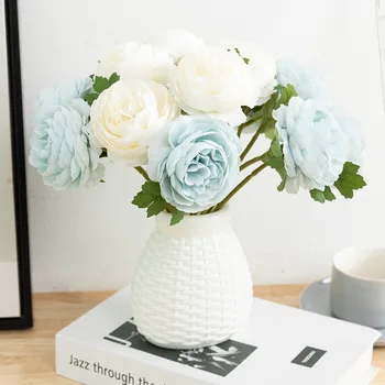 Dekoratif Plastik Vazo Modern Basit Anti-sonbahar Ev Oturma Odası Dekorasyon Taklit Sır Süsler Çiçek Düzenleme Vazo