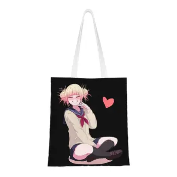Toga Himiko Aşk alışveriş çantası Kadın Tuval kol çantası Çantası Taşınabilir Japonya Anime My Hero Academia Bakkal Alışveriş Çantaları