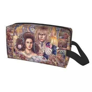 Fantezi Film Labirent Kozmetik çantası Kadın Kawaii Büyük Kapasiteli Jareth Goblin Kral Film Makyaj Çantası Depolama makyaj çantaları