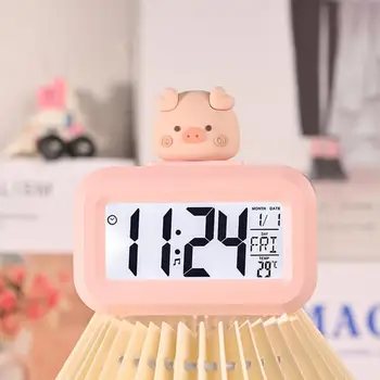 Sevimli masaüstü Saat büyük ekran Alarm 8 farklı yüzük karikatür şekli masa saati