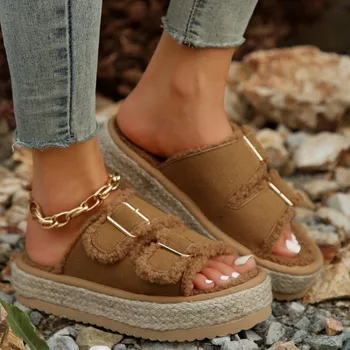 Kadın Yaz Yüksek Topuk Terlik Sandalet Dış Giyim Platformu Kama Terlik Yeni kaymaz Bayanlar Sandalet Kadın plaj ayakkabısı