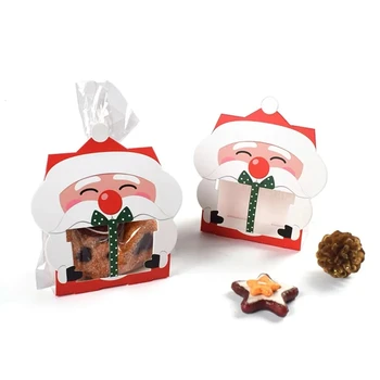 8 Adet / takım Noel Noel Baba Çerez Çanta Şeker Kutusu Çerez Hediye Paketleme Malzemeleri Noel Yeni Yıl Partisi Dekorasyon Çocuklar İyilik