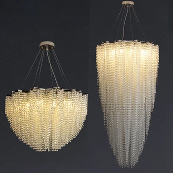 2023 LED Kolye ışıkları Oturma Odası Dekor için Gümüş Kristal Püsküller Asılı Lambalar Tavan için Lüks Ev Dekorasyonu Yeni Parlaklık