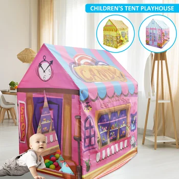 Çocuk Oyun Evi Roll-up Kapı ile Renkli Sevimli Oyun Evi Çadır Büyük Boy Ev Oyun Çadırı Ayrılabilir Katlanabilir Kale Oyun Çadırı