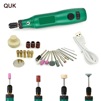QUK USB Akülü Matkap Mini Kablosuz Gravür Parlatma Kalem Mikro Elektrikli Matkap Takı Metal Dremel Aracı Sondaj Oyma