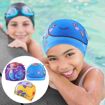 3 Adet Çocuk Yüzme Bez Kap Baskılı Kapaklar Çocuk Duş Şapka Toddlers Kaput Baskı