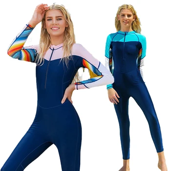 Yeni kadın Tek parça Mayo Uzun Kollu Güneş Koruyucu UPF50 + Hızlı Kuru Plaj Şnorkel sörf kıyafeti Su Sporları Mayo 2023