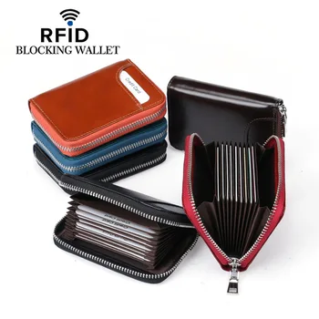 Deri Kısa Tarzı Kredi kart çantası RFID Çoklu kart Pozisyonu Yumuşak Yüzey kart klibi erkek ve kadın İlk Katman Dana Cüzdan