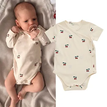 Yenidoğan Yaz Romper Bebek Erkek Kız Meyve Çiçek Baskı Kısa Kollu Tulum Rahat Sunsuit Bebek Bodysuit Tulum Giyim