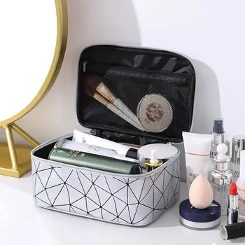 Kadın Profesyonel Kozmetik Çantası, Seyahat Essentials, Profesyonel Bavul, Makyaj çanta düzenleyici, Tuvalet Büyük Fermuar,