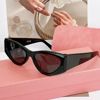 Marka tasarımcısı retro küçük çerçeve güneş gözlüğü kadınlar için VU400 Gölge sevimli seksi siyah kız sürüş yeşil üçgen güneş gözlüğü