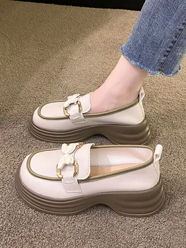 Yaz Ayakkabı Bayanlar Loafer'lar Kürk Slip-on Casual Kadın Sneakers Takunya Platformu Yuvarlak Ayak Oxfords kadın 2023 Kayma Creepe