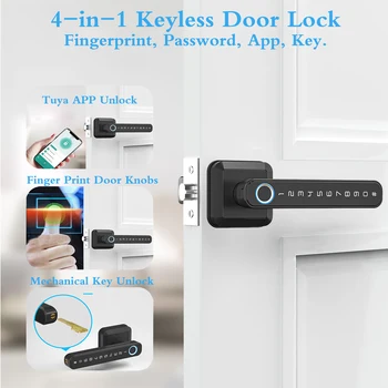 Parmak izi kapı Kilidi Topuzu / Dijital Elektronik Kilit, 100 Parmak İzi, Şifreler, Anahtarlar - Akıllı kapı Topuzu Seti, Ev/Yatak Odası için