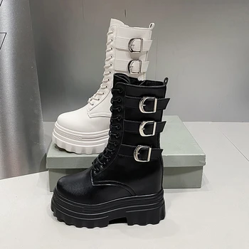 Kadın bileğe kadar bot Gotik Tarzı Serin Kadın Üçlü Alt Çizme 2023 Marka Yeni Sokak Kadın platform sandaletler Ayakkabı