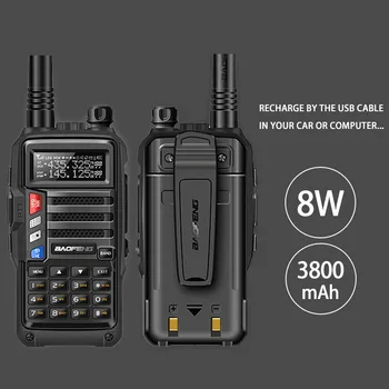 2020 BAOFENG UV-S9 8W Güçlü VHF/UHF136-174Mhz ve 400-520Mhz Çift Bant 10KM Uzun Menzilli Kalınlaşmak pil Walkie Talkie CB Radyo