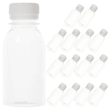 15 Adet Süt Şişesi Küçük Yeniden Kullanılabilir Su Şişeleri Mini İçecekler Şeffaf Smoothie Şişesi Ev Temizle Kapaklar Suyu Atış Kapakları