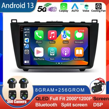 Android 13 Mazda 6 İçin GH 2007-2012 Carplay Araba Radyo Stereo Multimedya Navigasyon Video Oynatıcı Kablosuz Otomatik DSP RDSSP 4G GPS