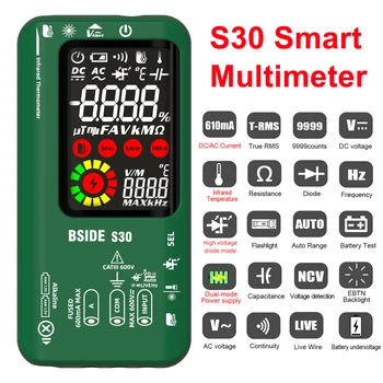 Dijital Multimetre 9999 Sayımlar T-RMS DC/AC Gerilim Akım 15V Diyot Ohm Şarj Edilebilir Test Cihazı Kızılötesi Sıcaklık Fonksiyonu