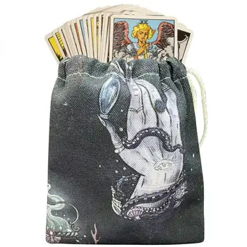 Tarot Kartı Zar Çanta Takı saklama çantası Küçük Boy 5.12x7.09in İpli Tarot Çantası Hayalet El Desen Tarot