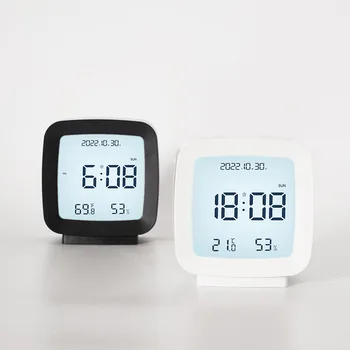 Mini dijital alarmlı saat Saat Sıcaklık Nem Takvim Hafta Arka Masaüstü Elektronik Saat Çocuklar Başucu LED Masa Saati