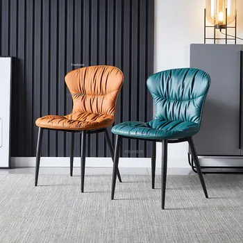 Modern Ferforje yemek sandalyeleri mutfak mobilyası Basit Cafe Rahat Tek Sandalye Tasarımcı Arkalığı Eğlence Masa Sandalyeleri