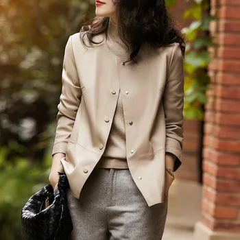 PU Deri Siyah Ceket Kadın Giysileri High End Sonbahar Kış Yeni kadın İnce Rahat kore paltosu Streetwear Kahverengi Harajuku