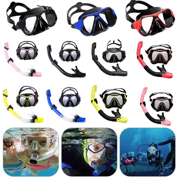Profesyonel şnorkelli dalış maskesi Şnorkel Gözlük Gözlük Dalış gözlüğü Yüzme Tüpü Seti Şnorkel Maskesi Yetişkin Unisex dalış maskesi