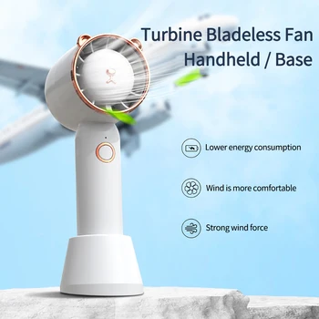 Yapraksız Fan Tembel Turbo USB Portu şarjlı ışık Küçük Taşınabilir Masaüstü Dilsiz Güçlü Rüzgar Yaz El Küçük Elektrikli Fan