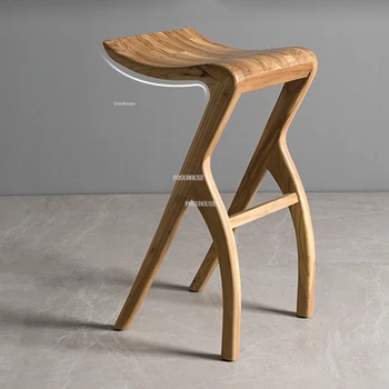 Yaratıcı katı ahşap bar sandalyeleri Modern Bar mobilya ışık lüks ön büro yüksek Bar taburesi ev Nordic cafe rahat mutfak sandalyesi