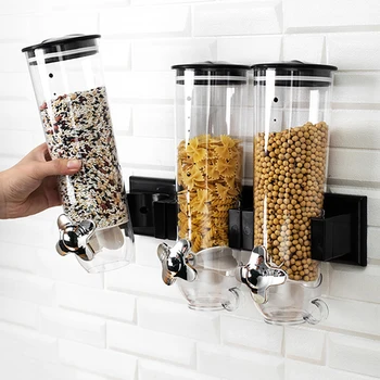 Varil Tahıl Makinesi Mutfak saklama kapları Yuvarlak Tahıl Dağıtıcı Yulaf Depolama Tankı Self servis Gıda Saklama Kabı