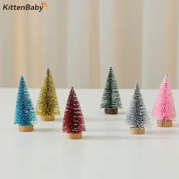 Dollhouse Yeni Renkli 4 Adet Yapay Mini Noel Ağacı 10CM Yüksek Mini Noel Çam Noel Süsler Ev Dekorasyon