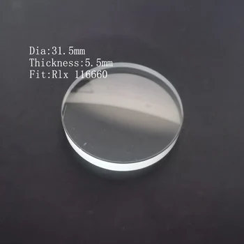 Kalın 5.5 mm Çap 31.5 mm Şeffaf Mineral saat camı İçin RLX 44mm Mekanik Saat 116660