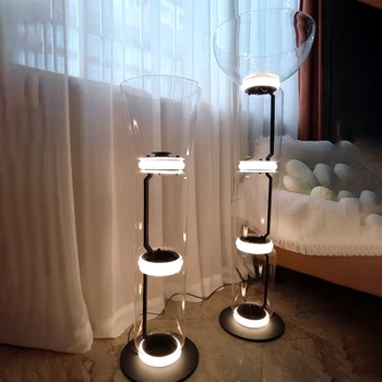 Iskandinav Şeffaf Cam Led Zemin Lambası Oturma Odası Kanepe Köşe Ev Dekor Yatak Odası Başucu Lambası Ayakta masa lambası