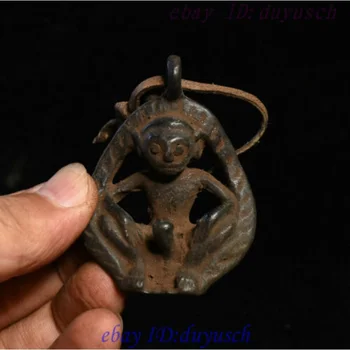 Eski Tibet Purpel Bronz Adam Dev Tanrı Erkek Genital Penis Heykeli Muska Kolye
