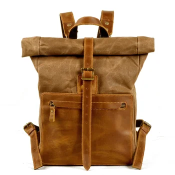 2021 yeni basit retro balmumu keten sırt çantası erkek rahat sırt çantası deri çanta kare okul çantası