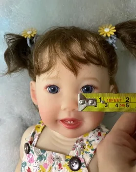 55 CM Zaten Boyalı Teegan Tam Vücut Silikon Bitmiş Reborn Yürümeye Başlayan Kız Bebek Vinil 3D Cilt Görünür Damarlar Fotoğraflarla Aynı