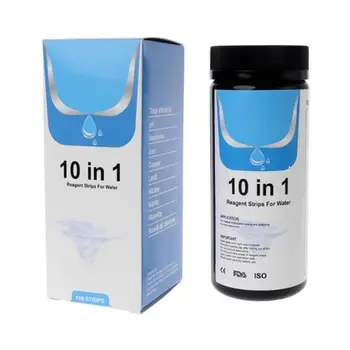 Pcsbox Su Test Şeridi W10 Reaktif Şerit 10 İn 1 Su Analizi Toplam Alkalinite PH Sertlik Nitrat Testi Kağıt Toplam sertlik r